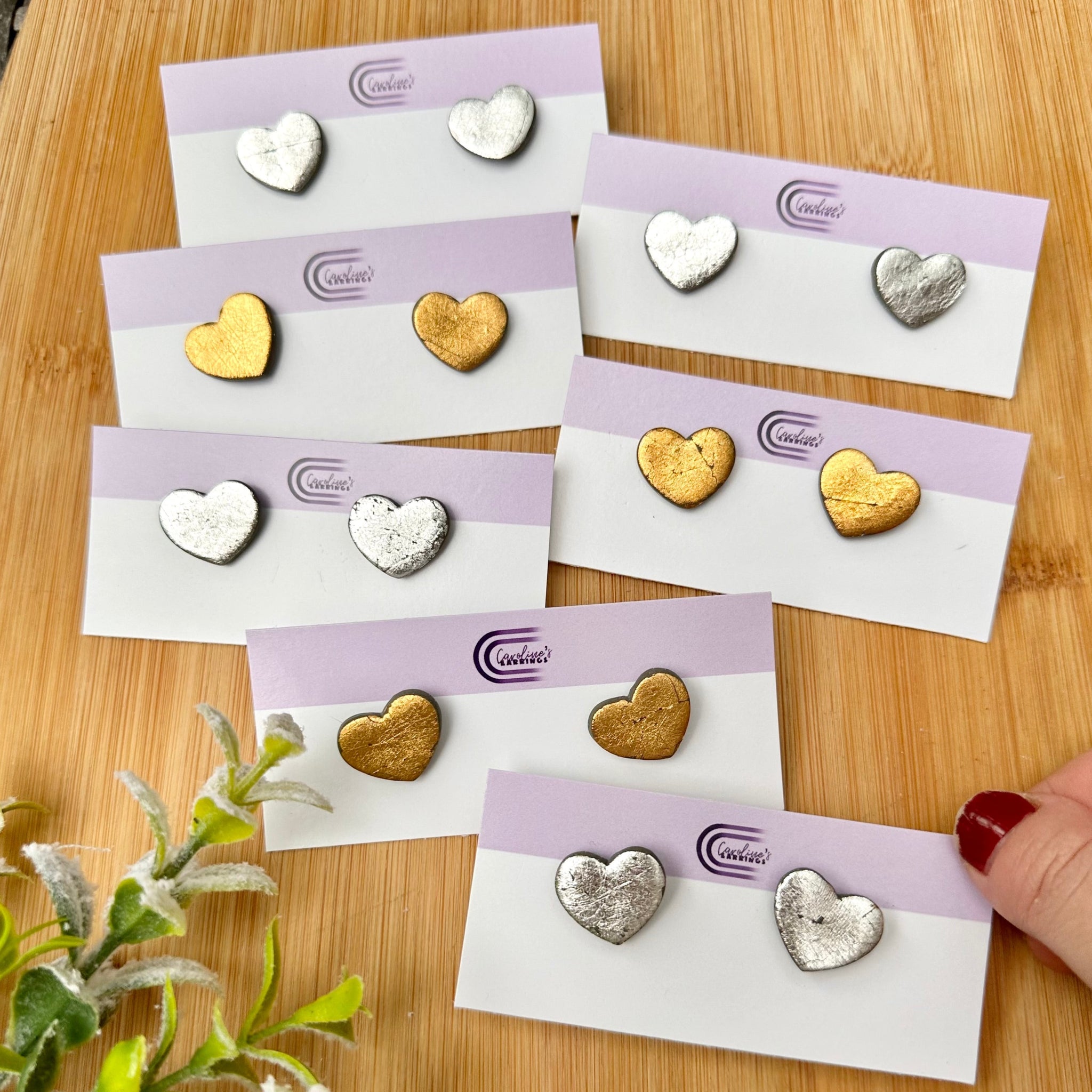 Silver & Gold Heart Studs